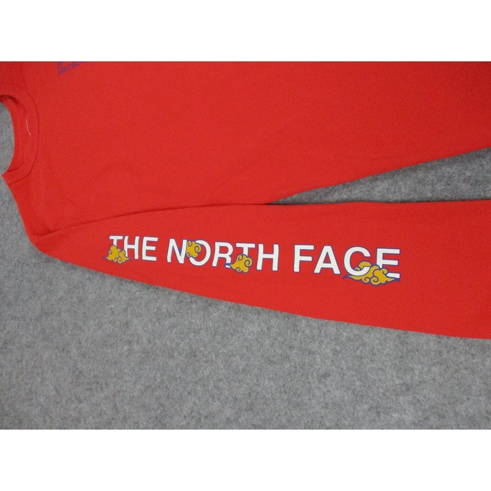 North Face Shirt Mens Large Red Year Of The Tiger Long Sleeve Hiking Crew Neck